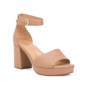 NATURALIZER PREMIUM Taupe Leather Wide Width Pearlyn Heels